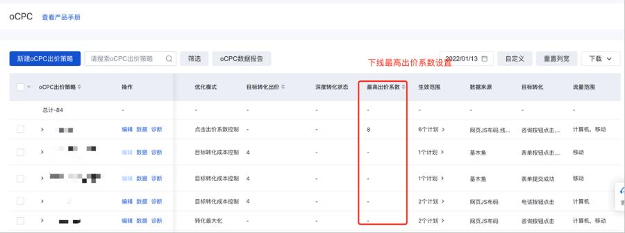 最高出價系數(shù)下線